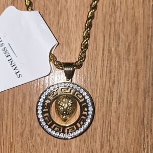 Gold Lion Medallion Necklace